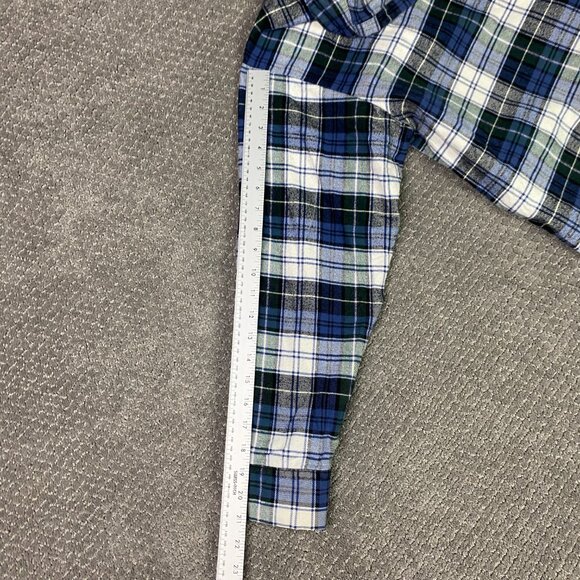 Vermont Flannel Co. Henley Shirt Men's Small Blue Green Plaid Check Pullover - Picture 12 of 13